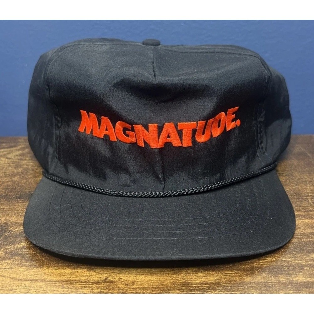Vintage 90s Snapback Baseball Cap Magnitude Cigarettes Black Old Store Stock D2